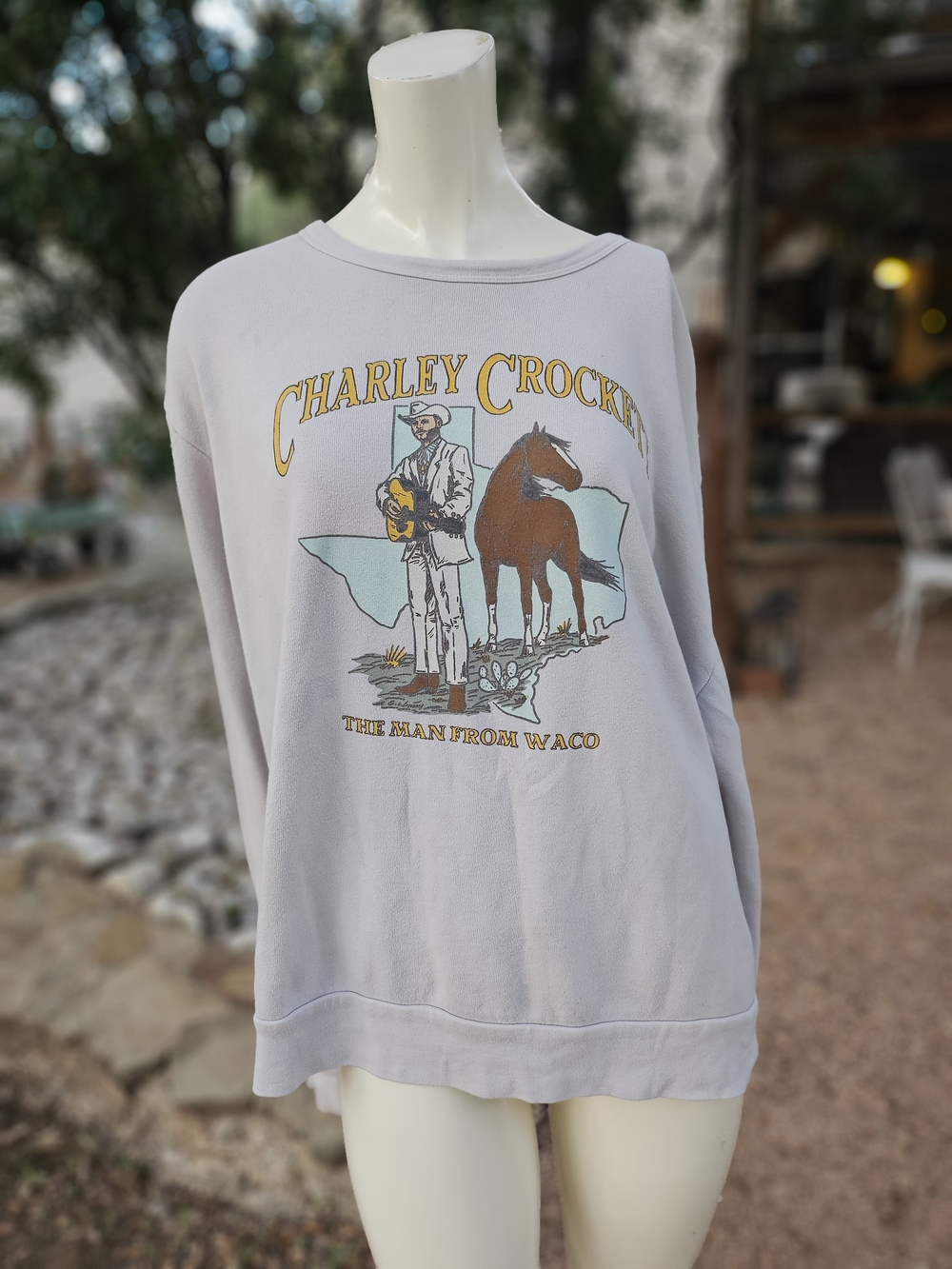 Bella Canvas Light Gray Charley Crockett The Man From Waco Graphic Sweatshirt XL